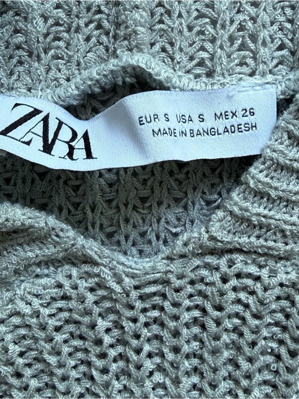 Zara Light Heather Gray Open-Knit Sleeveless Hoodie Top - Picture 3 of 3